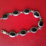 A photo of a Whitby Jet bracelet set in silver