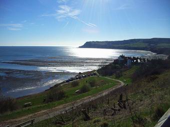Photo of the tide out at Robin Hood's Bay