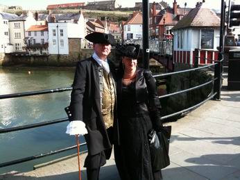 Photo of  a Gothic couple near Whitby Swing Bridge