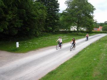 Cyclists mountainbiking in Dalby Forest