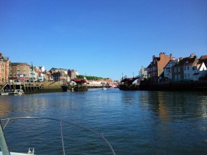 Boat leaving Whitby Harbour