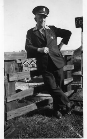 Photo of Mr. S. S Goodall, stationmaster of Sandsend Station 1954