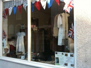 A shoe displaying wartime memorabilia during Whitby Wartime Weekend