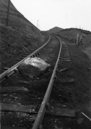 Photo of boulder on line near Shotstones, Sandsend Railway Line