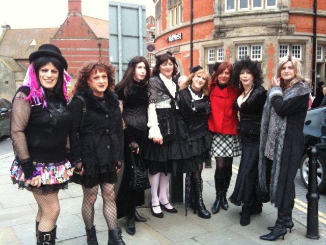 Photo of many Gothic girls near the Swing Bridge