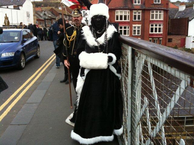 Photo of unusual Gothic lady on Whitby's Swing Bridge