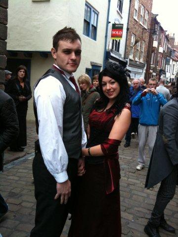 Photo of Gothic couple on Church Street, Whitby