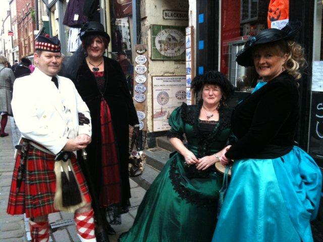 Photo of Goths taking afternoon tea on Whitby Gothic Weekend