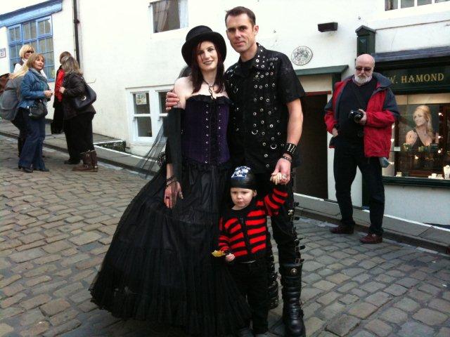 Photo of Gothic family at bottom of Abbey steps