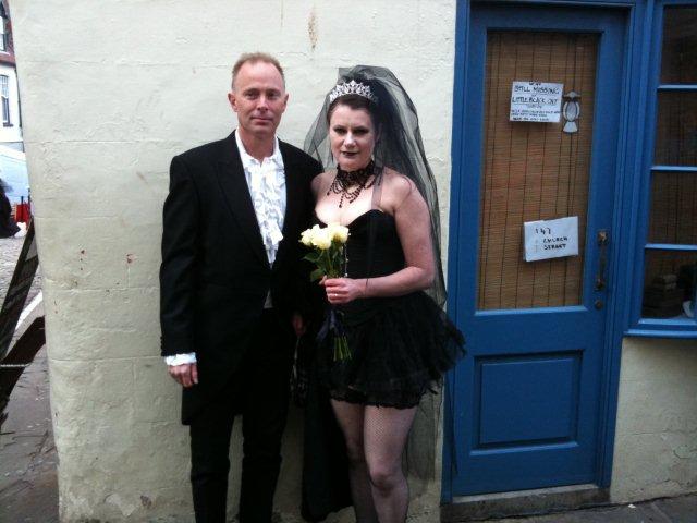 Photo of a Gothic couple perhaps bride and groom