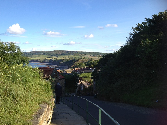 A photo of the steep bank at Robin Hood's Bay