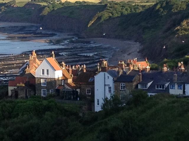 A photo of the houses perched on the hill at Robin Hood's Bay