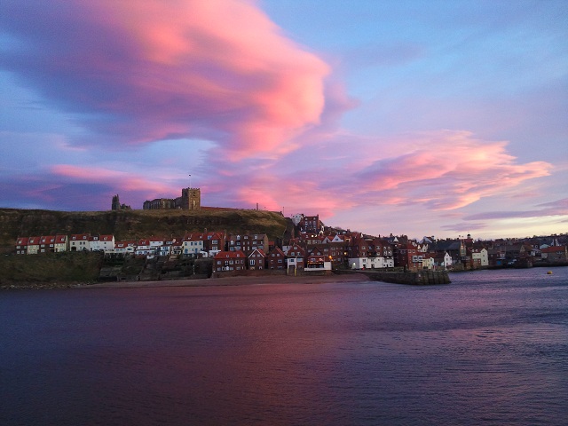 Photo of the sunset at Whitby from looking to the south