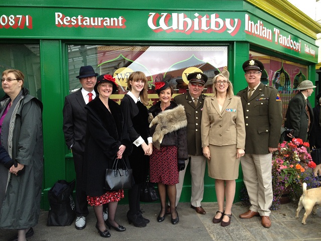 Photo of a crowd participating in the Railway in Wartime weekend