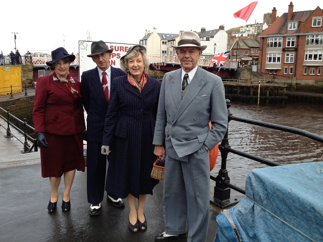Photo of two couples in the Railway in Wartime Weekend