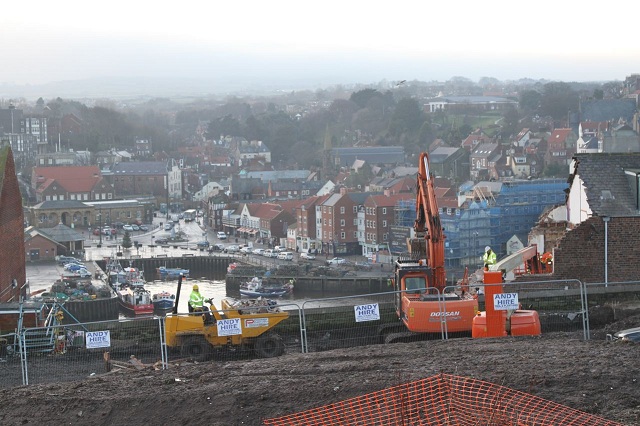 Photo of demolition underway at Aefleda Terrace, Whitby