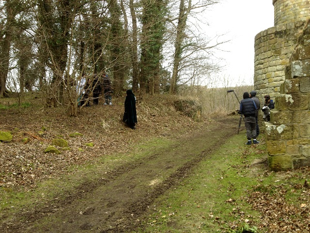 Photo of students filming in Mulgrave Woods