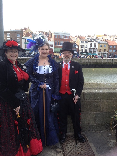 Photo of three Goths at the harbourside