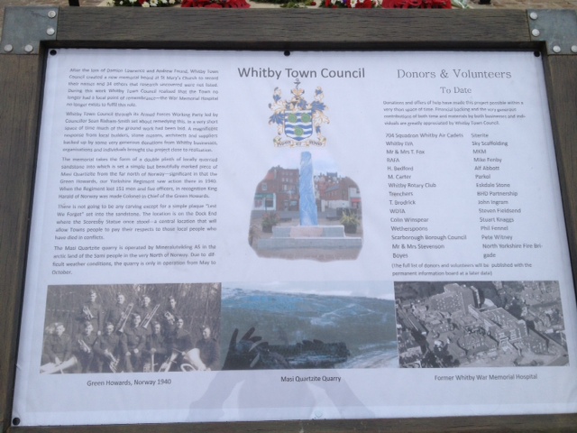 A photo of the war memorial plaque in Whitby