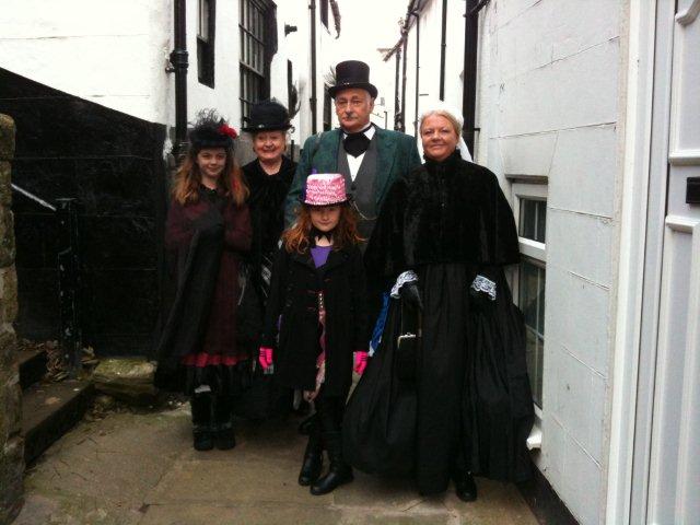 A photo of a family in Gothic attire