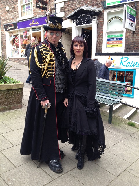 Photo of gothic couple at the bottom of Flowergate