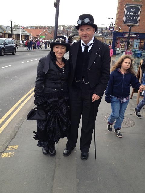 Photo of Goth couple near to the shops