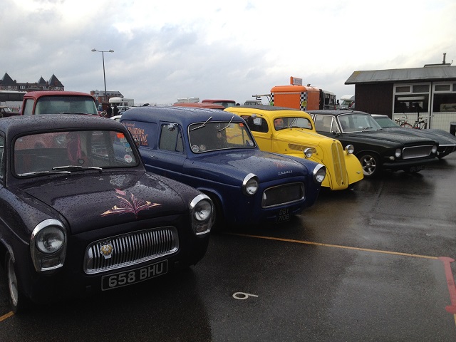 Photo of cars lined up at the Kustom Kar event