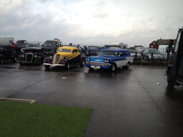 Line up of cars at the Kustom Kar showground