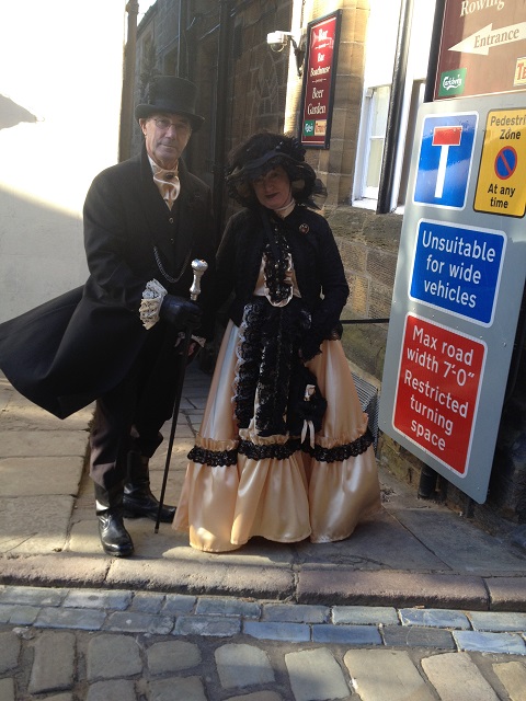 Photo of Gothic couple in Church Street, Whitby